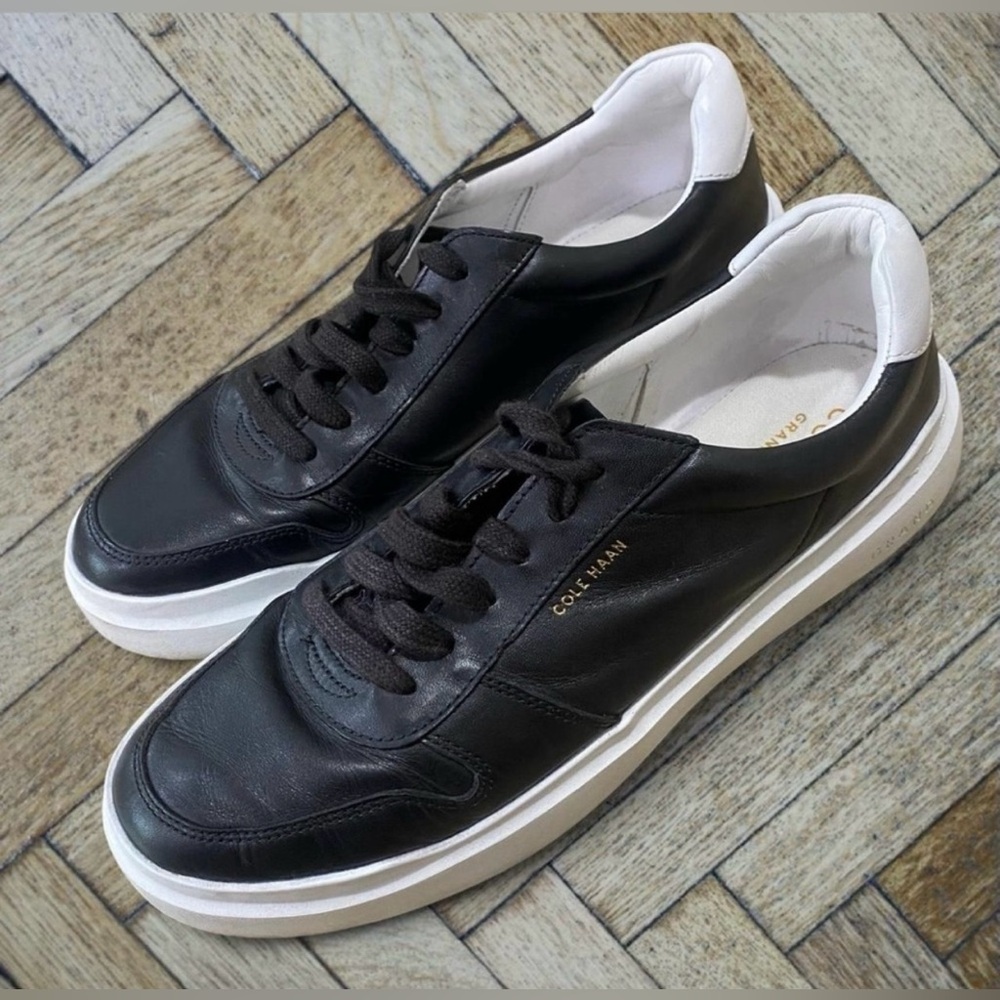 Cole Haan Grandpro Rally Court Sneaker Black Leather Shoes Lace Up - Picture 3 of 7